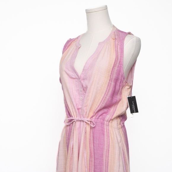 Liverpool. Sleeveless Tiered Maxi Dress with Adjustable Waist. - Picture 14 of 15